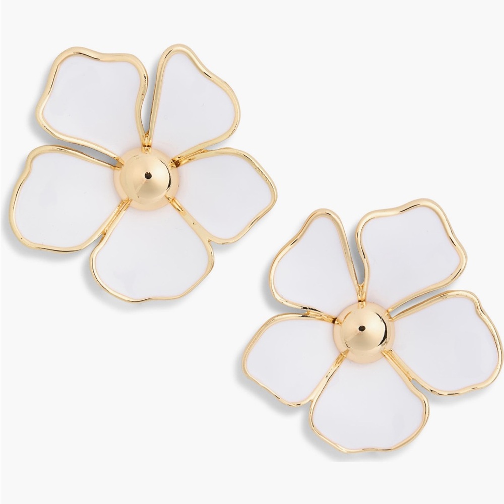 🆕 BaubleBar White Flower Statement Stud Earrings